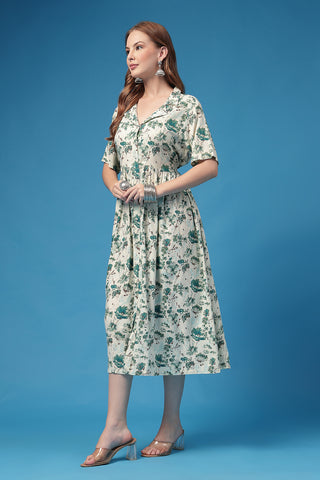 House of Zelena All Over Floral Printed Zipless Feeding Shirt Dress - Trusted by Mothers for Quality