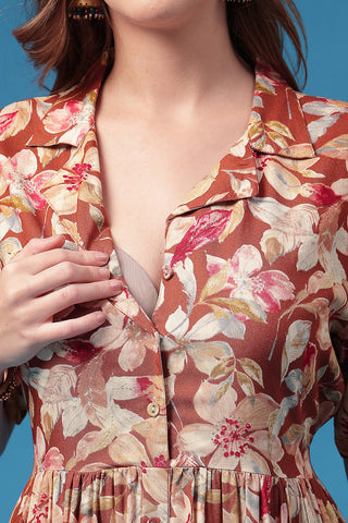 Side Profile of Red Nursing Dress showing Feeding Zips & Pockets & Fit