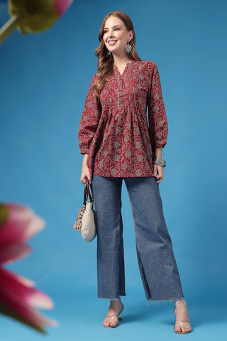 Burgundy Feeding Top; stretch neckline allows fast breastfeeding access.