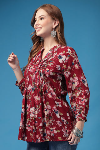 Dark Maroon Top fabric; breathable material provides comfort in hot weather.