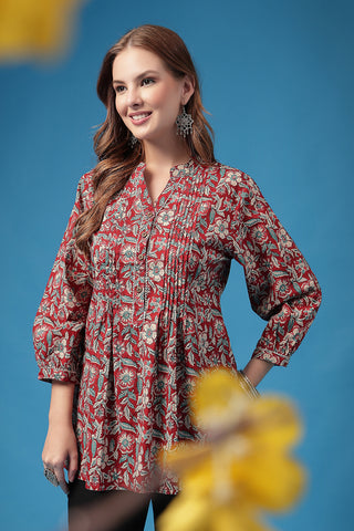 Multi Top Print; detailed pattern enhances the garment design.