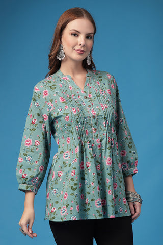 Light Green Cotton fabric; breathable material provides comfort in hot weather.