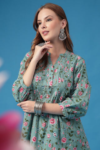 Light Green Maternity Top; generous fit is suitable for wear during pregnancy and nursing.