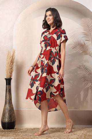 Petal Burst Zipless Feeding Maternity Shirt Dress