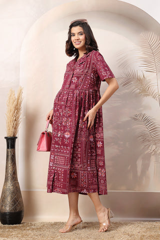 Mulberry Magic Glow Zipless Feeding Maternity Dress