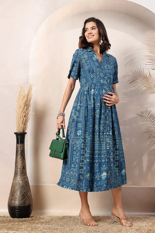 Blue Sapphire Glow Zipless Maternity Dress