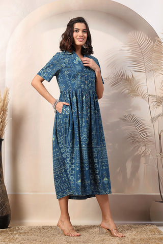 Blue Sapphire Glow Zipless Maternity Dress