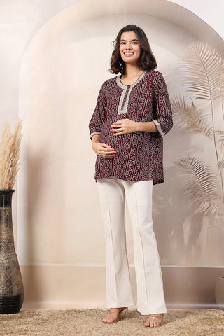 Maroon Elegant Essence Zipless Maternity Feeding Top