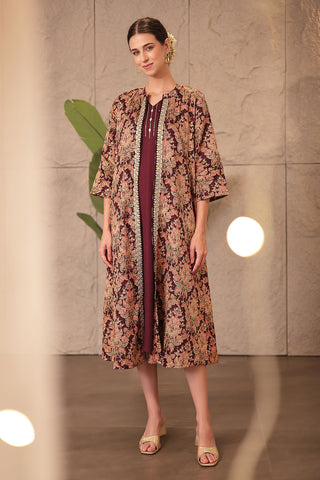 Back View of Laila – The Jewel-Tone Feeding Jacket Dress Set - Flattering Silhouette for Pregnancy