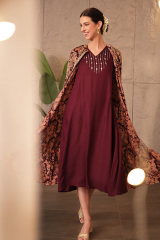 Soft Soft Texture of Laila – The Jewel-Tone Feeding Jacket Dress Set - Breathable & Comfy