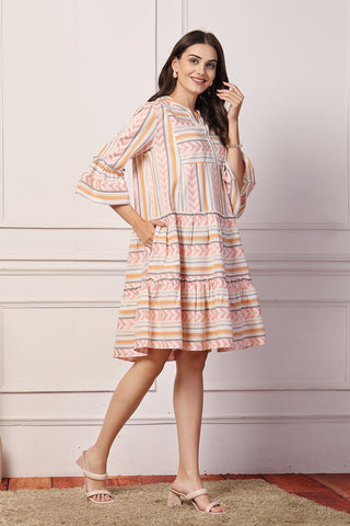 Peachy Glow Luxe Stripe Maternity Feeding Dress