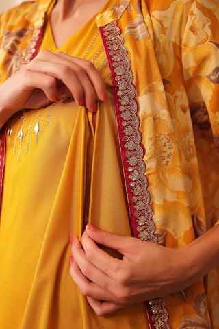 Side Profile of Mustard Yellow Nursing Dress showing Feeding Zips & Pockets & Fit