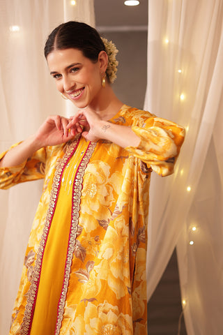 Soft Soft Texture of Laila – The Jewel-Tone Feeding Jacket Dress Set - Breathable & Comfy