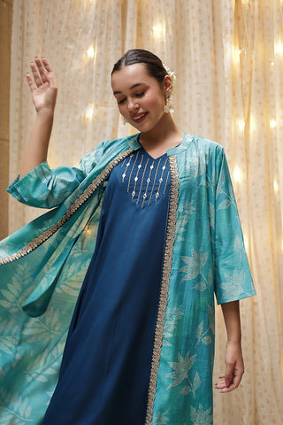 Back View of Laila – The Jewel-Tone Feeding Jacket Dress Set - Flattering Silhouette for Pregnancy