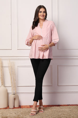 Blush Pink Maternity Feeding Top