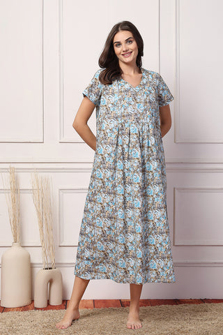 Blossom Breeze Cotton Maternity Feeding Maxi