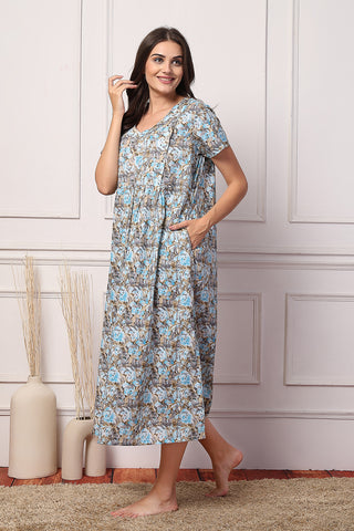 Blossom Breeze Cotton Maternity Feeding Maxi