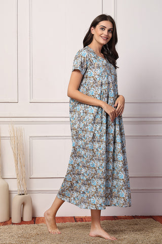 Blossom Breeze Cotton Maternity Feeding Maxi