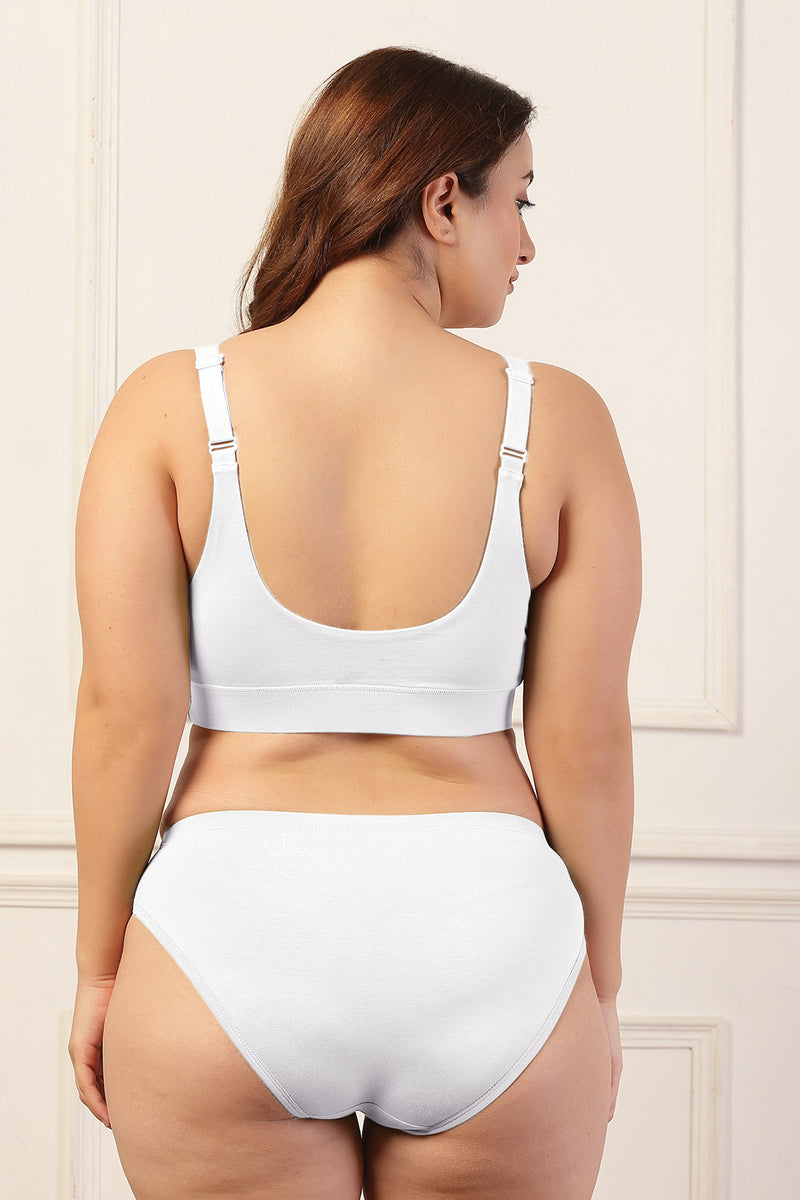 247 Extra Support Cotton Feeding Bra with Adjuster - White
