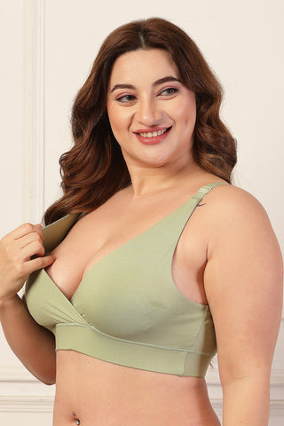 247 Extra Support Cotton Feeding Bra with Adjuster - Pista