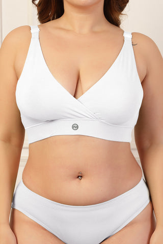 247 Extra Support Cotton Feeding Bra with Adjuster - White