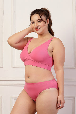 247 Extra Support Cotton Feeding Bra with Adjuster - Fuchsia