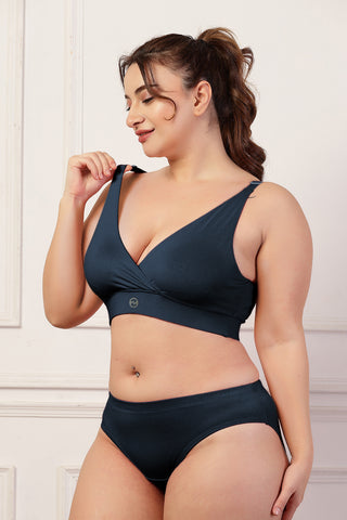 247 Extra Support Cotton Feeding Bra with Adjuster - Navy Blue
