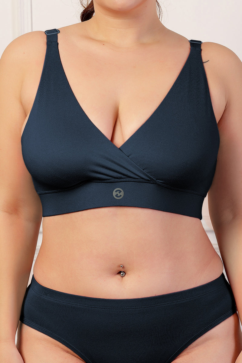 247 Extra Support Cotton Feeding Bra with Adjuster - Navy Blue