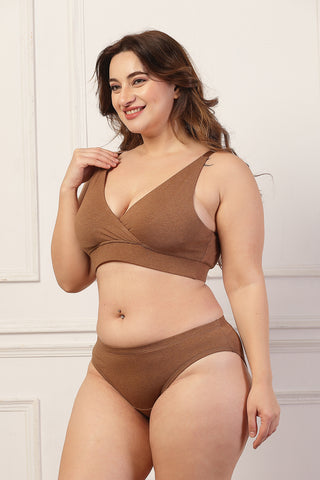 247 Extra Support Cotton Feeding Bra with Adjuster - Brown