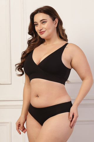 247 Extra Support Cotton Feeding Bra with Adjuster - Black