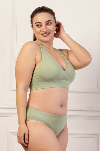 247 Extra Support Cotton Racerback Feeding Bra with Adjuster - Pista