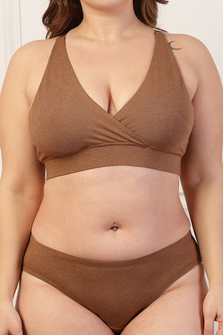 247 Extra Support Cotton Racerback Feeding Bra with Adjuster - Brown