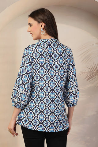 Geometric Print Rayon Maternity Feeding Top - 3/4th Sleeves