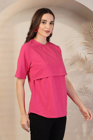 Fuchsia Zipless Feeding Maternity Top