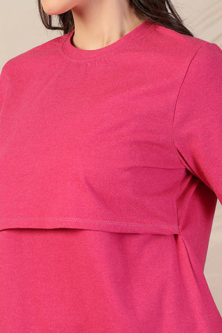 Fuchsia Zipless Feeding Maternity Top