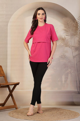 Fuchsia Zipless Feeding Maternity Top