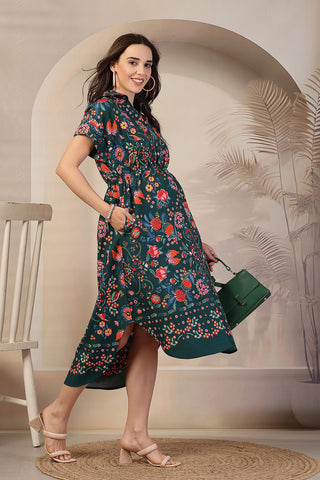 All Over Printed Zipless Maternity Feeding Dress