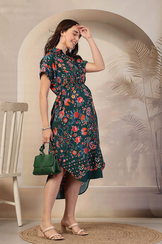 All Over Printed Zipless Maternity Feeding Dress