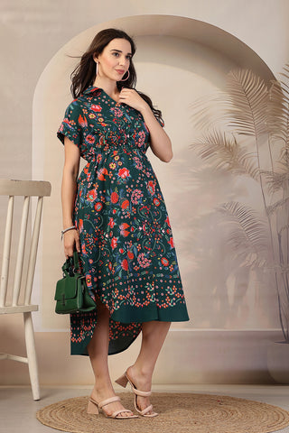 All Over Printed Zipless Maternity Feeding Dress