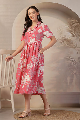 Pink Floral Zipless Maternity Feeding Dress