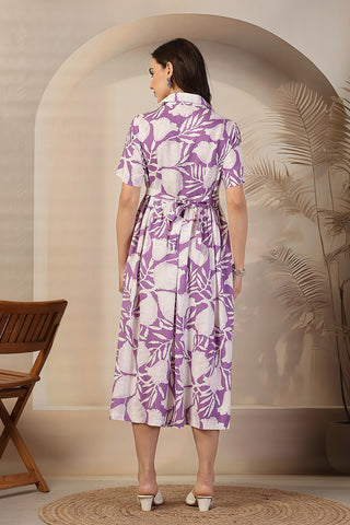 Lavender Bloom Print Zipless Maternity Feeding Dress