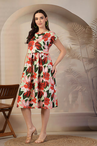 Floral Printed Zipless Maternity Feeding Dress