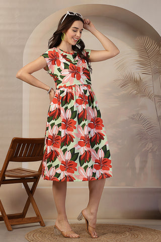 Floral Printed Zipless Maternity Feeding Dress