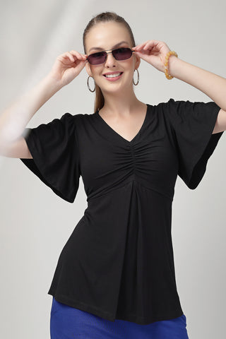 Feeding top with in-built bra - Black in black made with soft Viscose fabric.