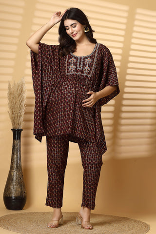 JoyousMom Foil-Printed Ensemble kaftan Set