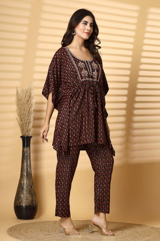 JoyousMom Foil-Printed Ensemble kaftan Set