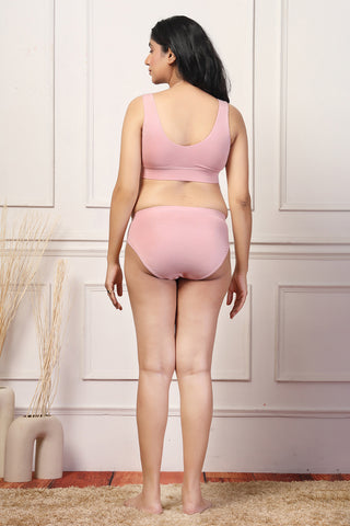 Pink Feeding Bra; clip-less front design allows simple access during infant feeds.