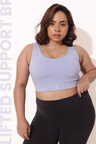 Sculpt & Lift Cotton Sports Bra - M-Blue