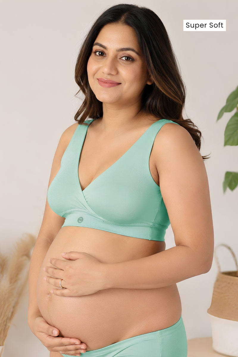 247 (Upgraded) Mint Green Modal Padded Maternity Feeding Bra