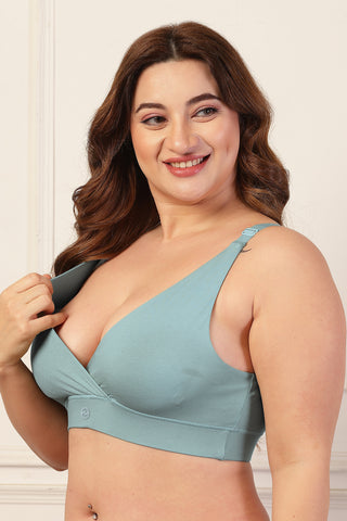 247 Extra Support Cotton Feeding Bra with Adjuster - Mint